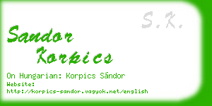 sandor korpics business card